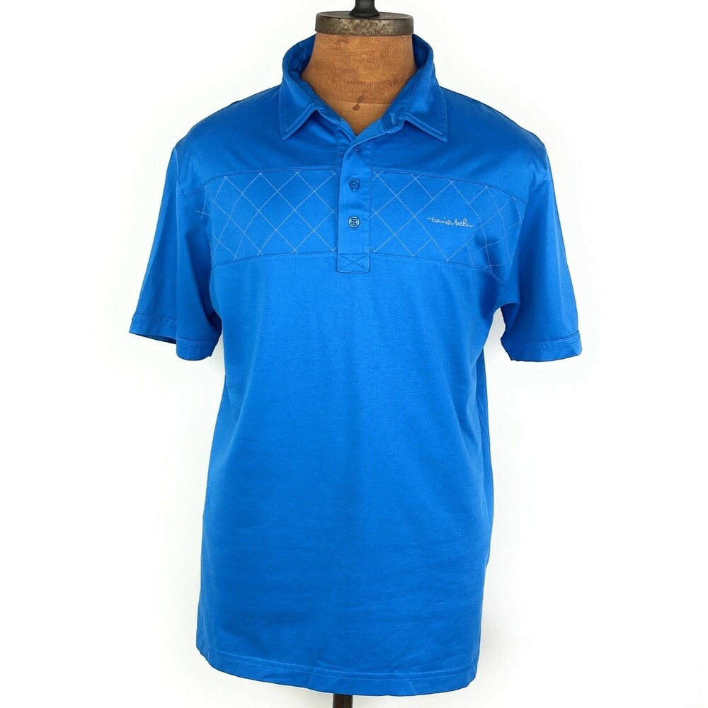 Travis Mathew Golf Shirt Mens Large Blue Short Sleeve Lightweight Polo